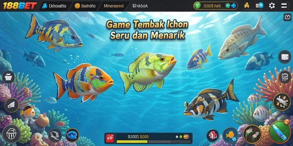 Screenshot gameplay 188BET menampilkan aksi seru menembak ikan.