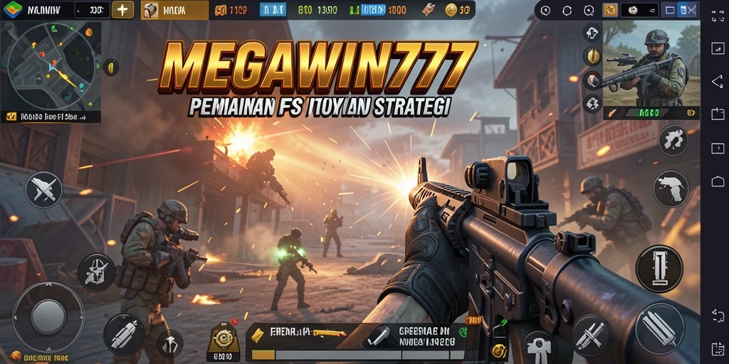 Tampilan seru dalam permainan FPS MEGAWIN777.
